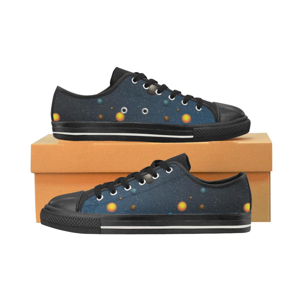 Planet Pattern Black Men’s Classic Canvas Shoes