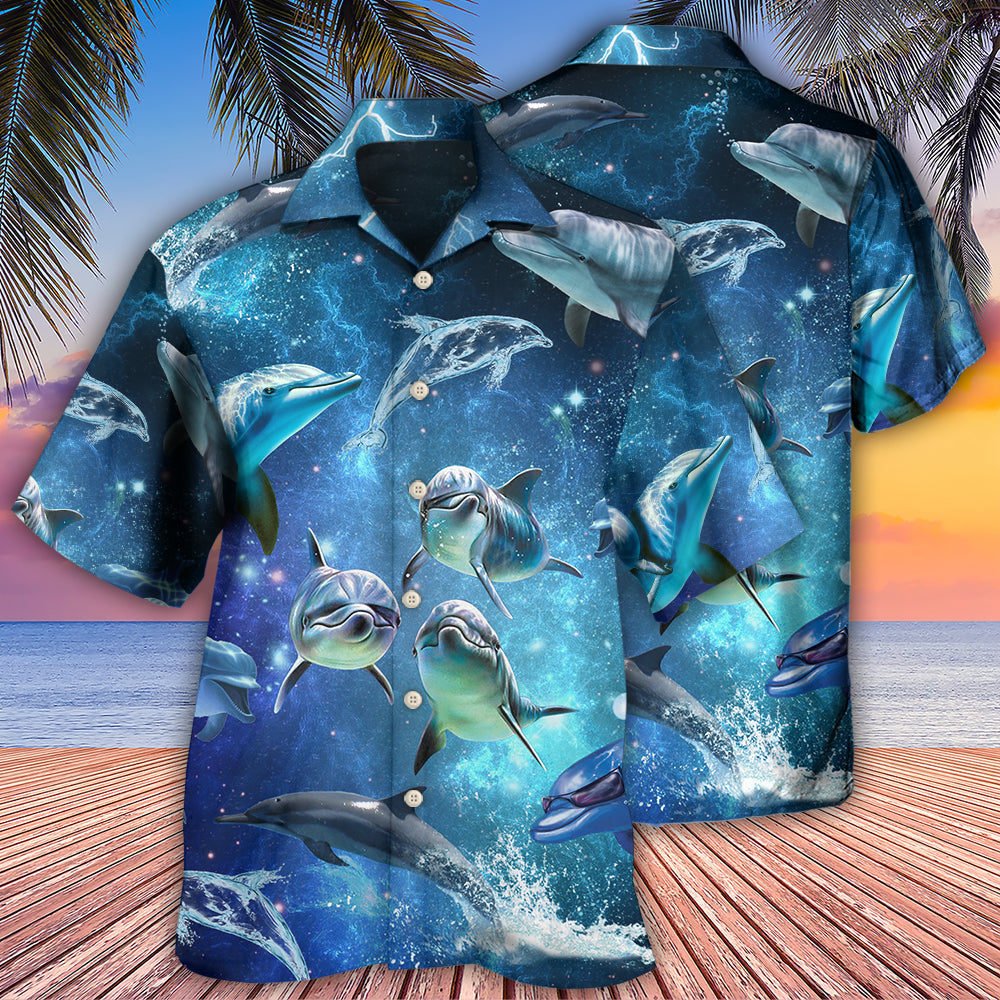 Dolphin In The Frozen Galaxy Hawaiian Shirt