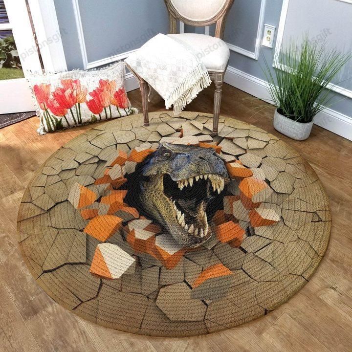 3D Dinosaur Round Rug Pistons Gift