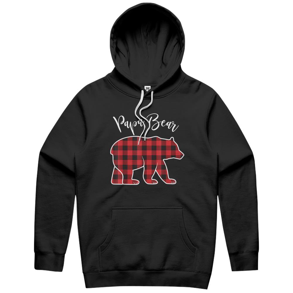 Papa Bear Pajama Red Buffalo Xmas Funny Family Christmas Hoodie