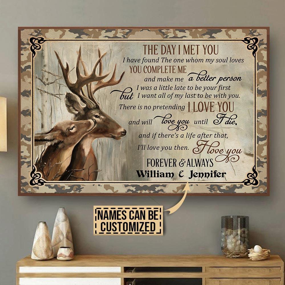 Aeticon Gifts Personalized Forest Deer The Day I Met You Canvas Mom Dad Gift Home Decor