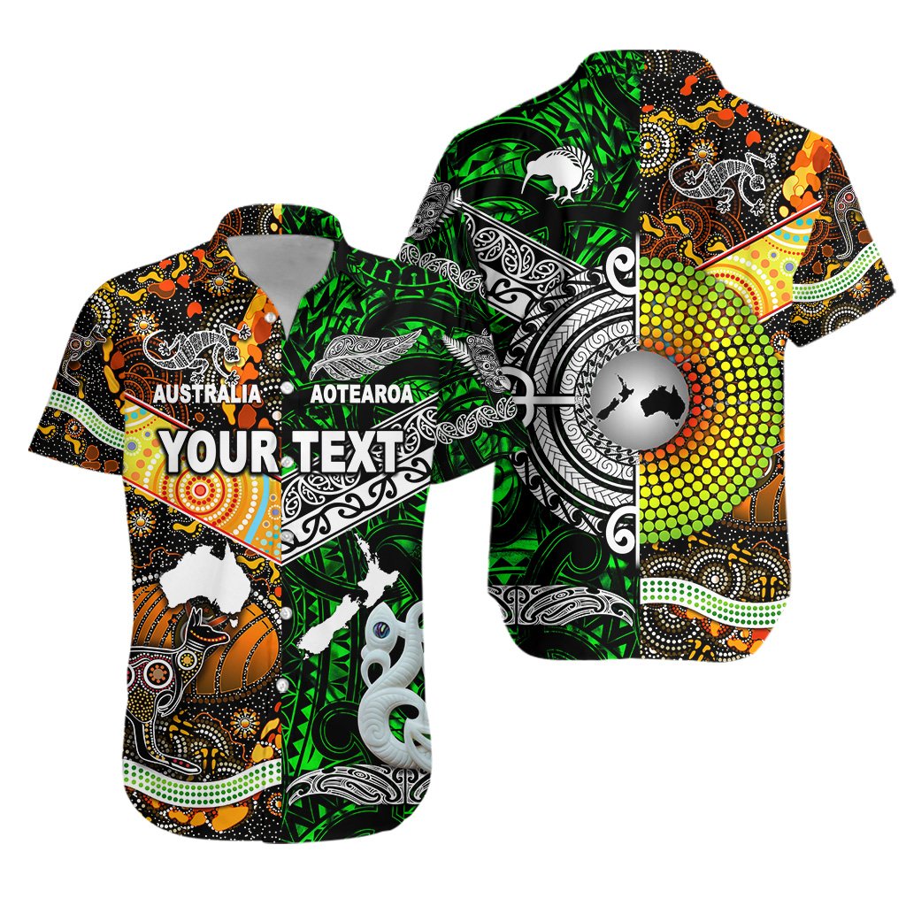 (Custom Personalised) New Zealand Maori Aotearoa And Australia Aboriginal Hawaiian Shirt Together – Green Lt8