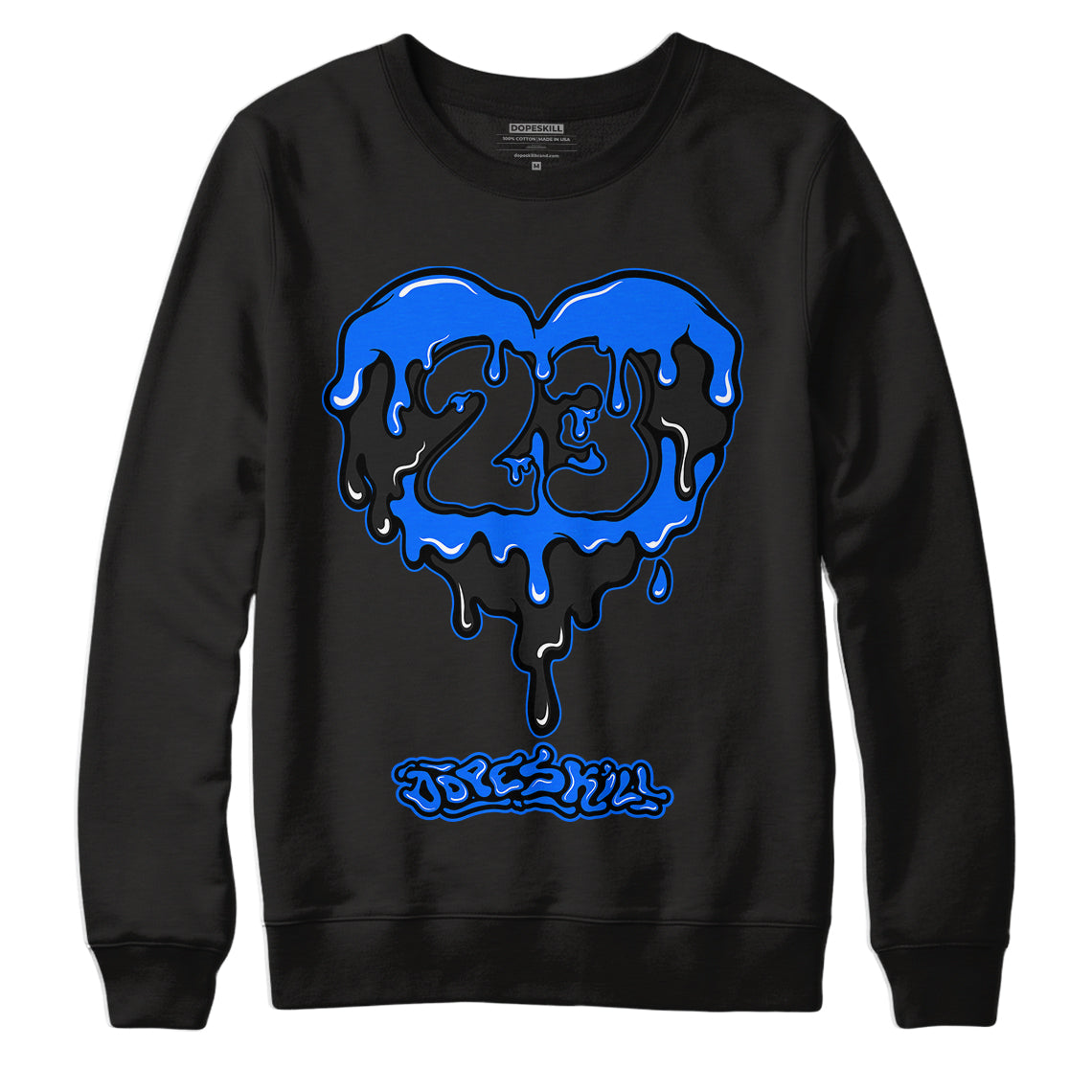 Yz 350 Boost V2 Dazzling Blue Dopeskill Sweatshirt 23 Heart Drip Graphic