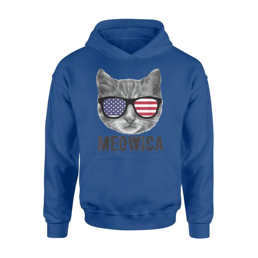 Patriotic Cat Kitten American Flag Glasses Hoodie