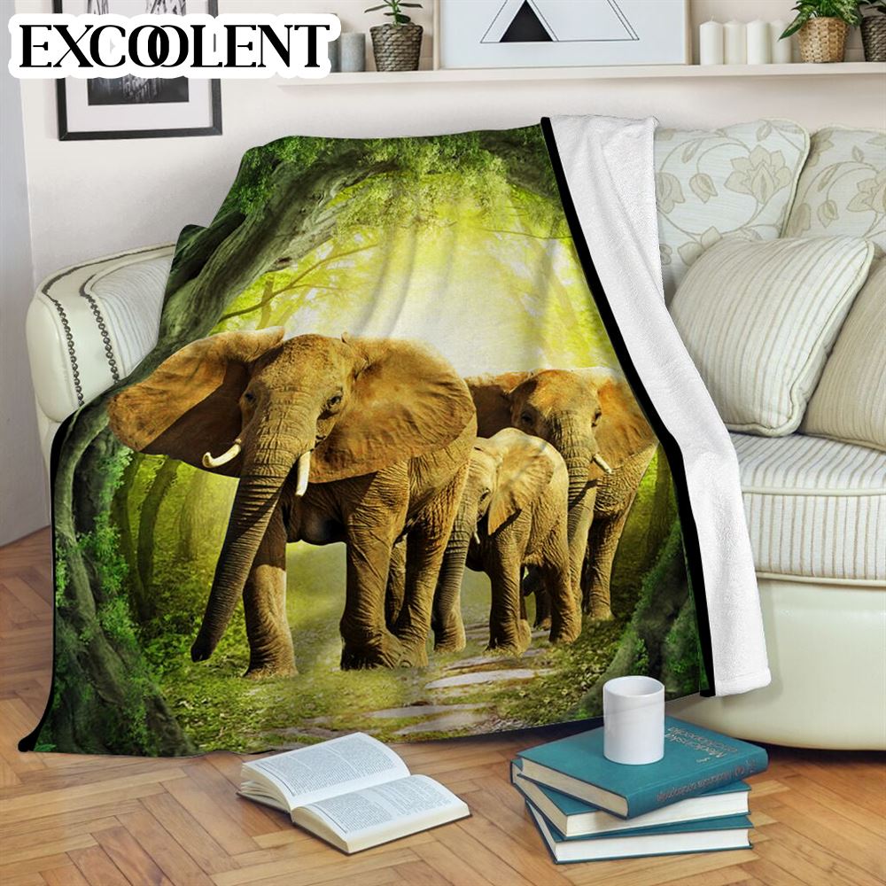 Elephants Tree Ring Fleece Throw Blanket – Soft And Cozy Blanket – Best Weighted Blanket For Adults