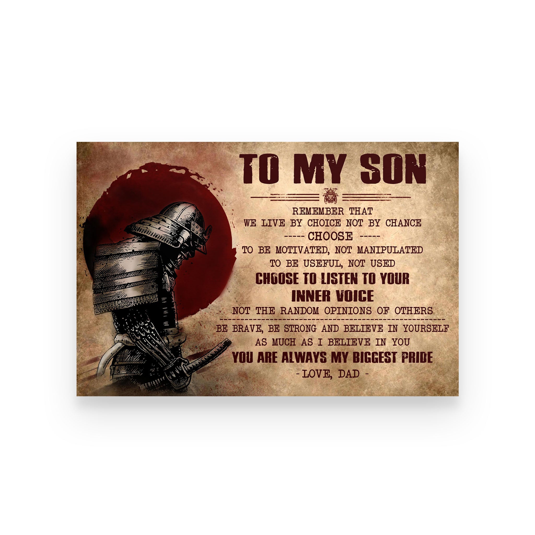 Poster samurai Ngang dad for son choose to listen to your inner voice