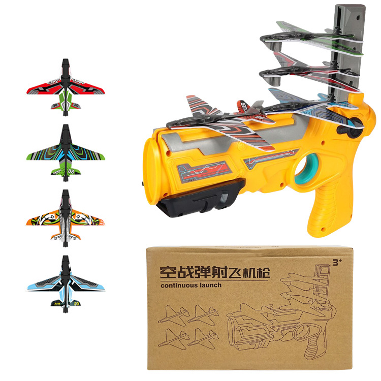 Kids Airplane Launcher Toy Catapult 4 Aircrafts Gun 6-8M Range Shooting Outdoor Catapult Sport Toys Boys Birthday Gifts alx