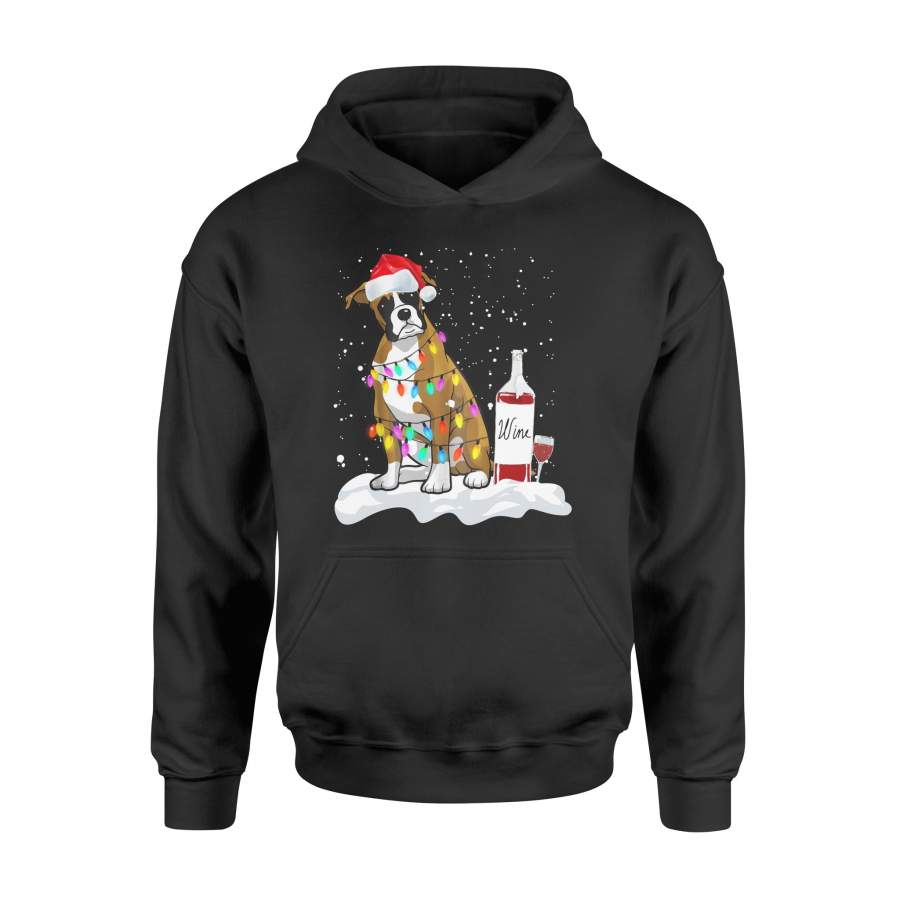 Boxer Christmas Lights Gift Wine Lover Shirt – Standard Hoodie