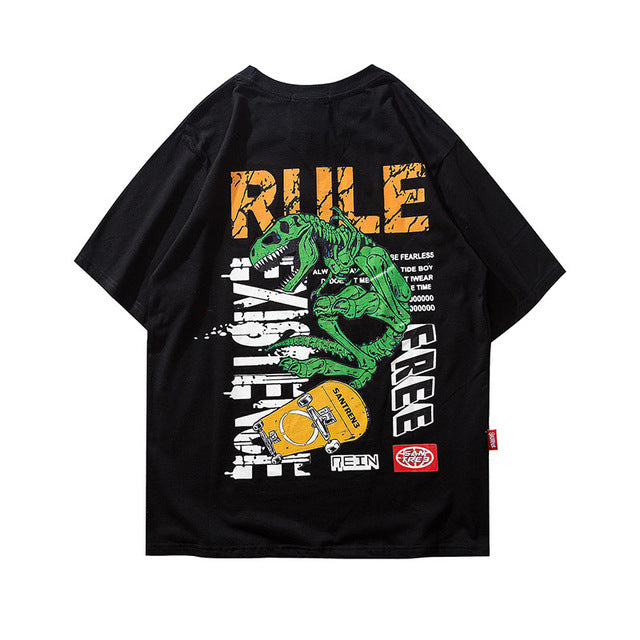 T-Rex Rule Printed Hip Hop Streetwear Loose Tees