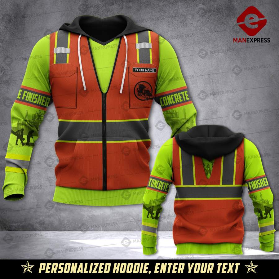 Concrete finisher Safety Customized 3d Printed HOODIE NQA