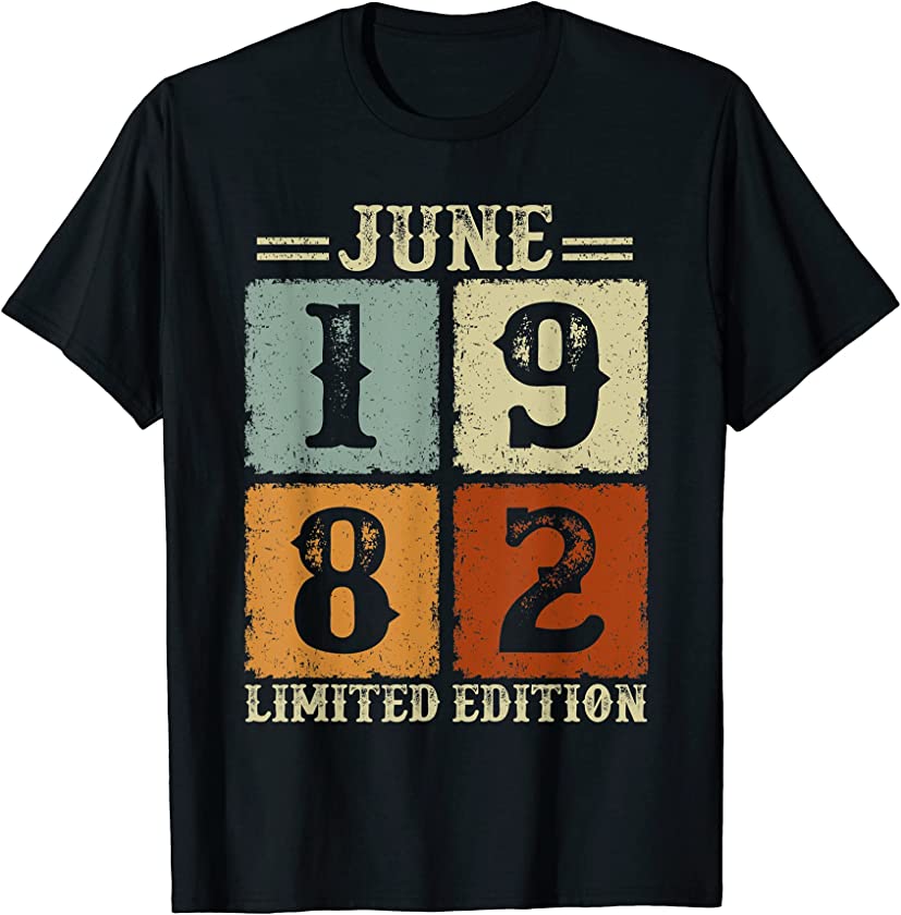 Vintage June 1982 39th Birthday Gift 39 Year Old Men Women T-Shirt