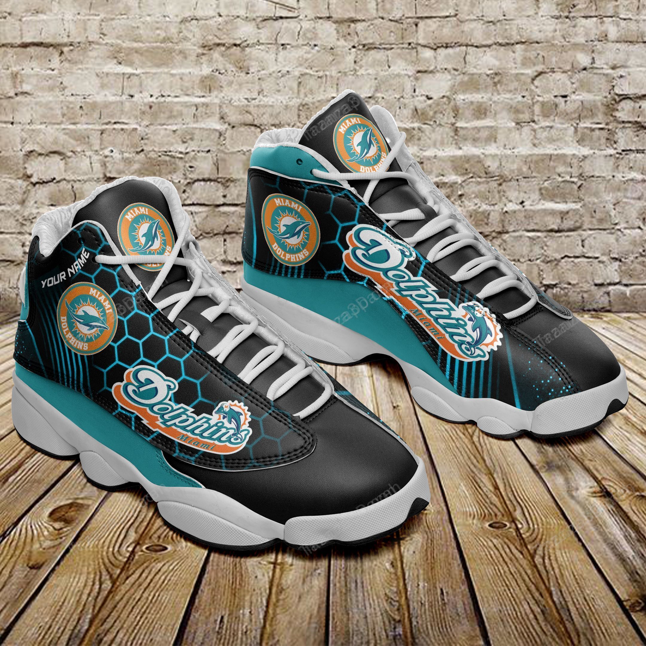 Miami Dolphins Personalized Air Jd13 Sneakers 504