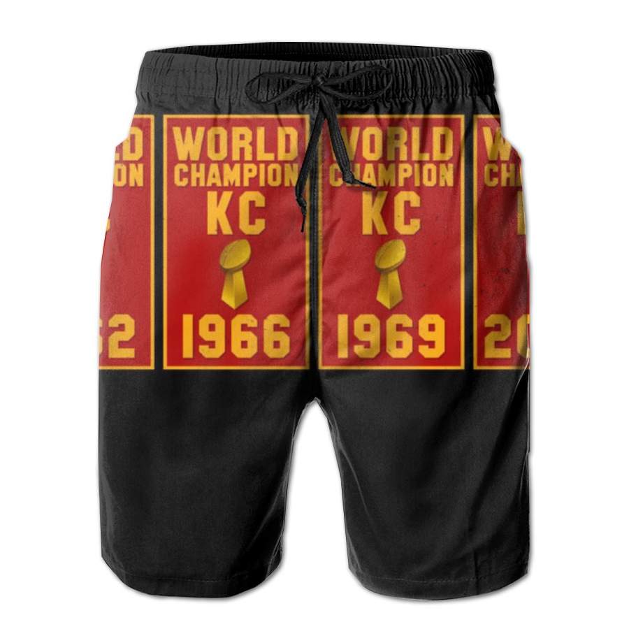 2 Pack Kansas City Football World Banners Horizontal Poster Men Swim Trunks Drawstring Elastic Waist Quick Dry Beach Shorts with Mesh Lining Swimwear Bathing Suits