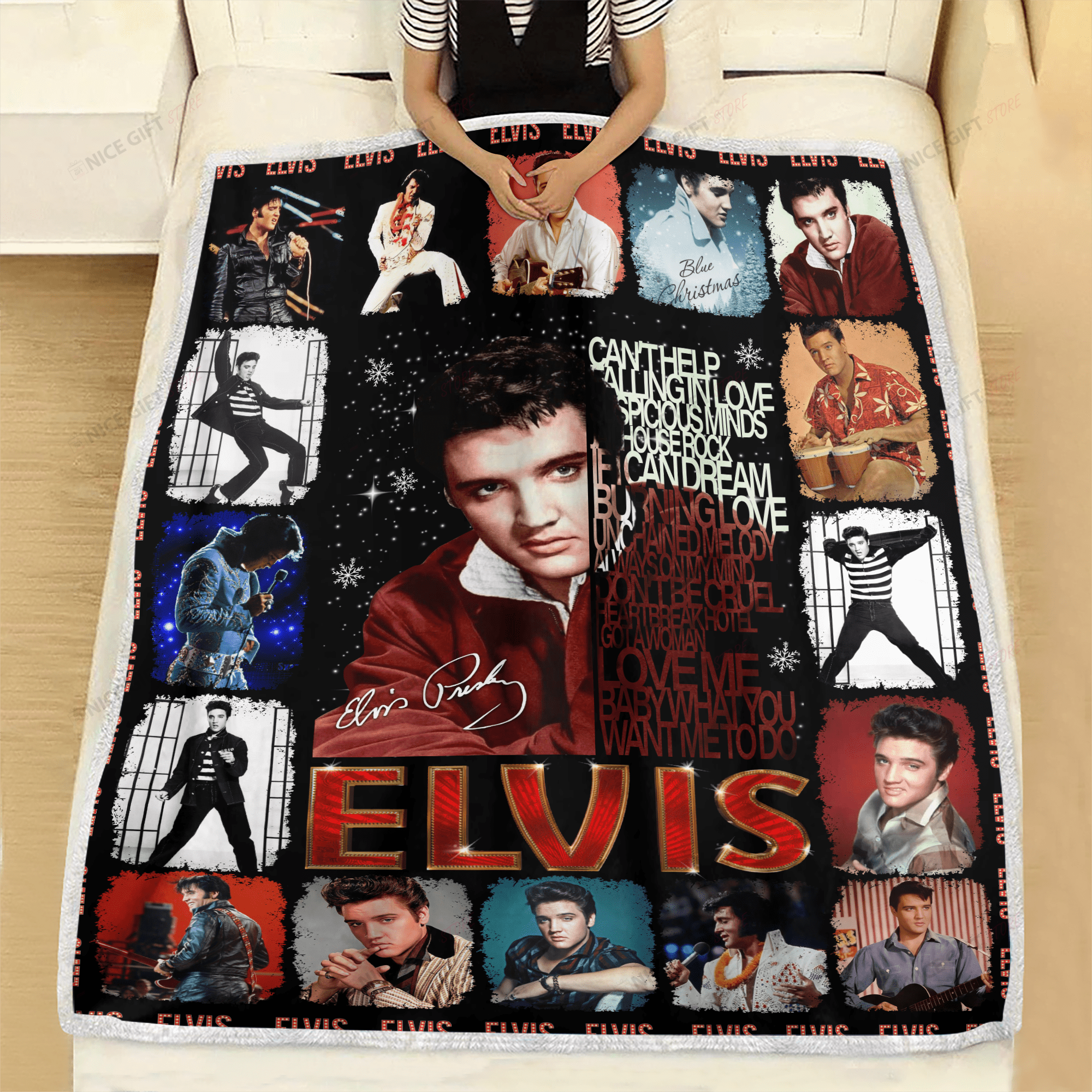 Elvis Presley Fleece Blanket Blk-E6P3