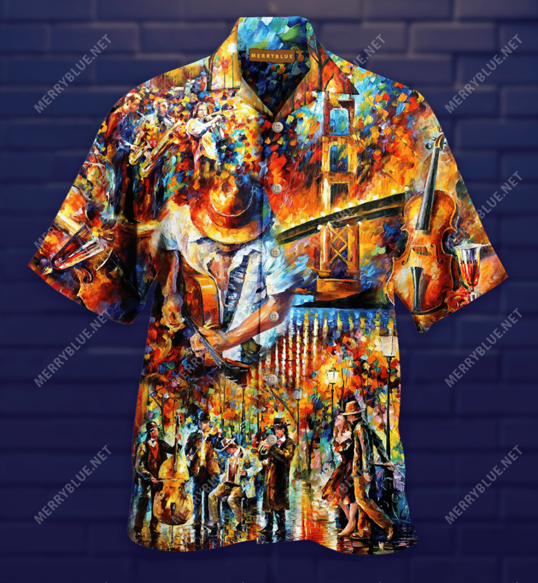 Melody Of Night Colorful Violin Art Hawaii Shirt Ha79587