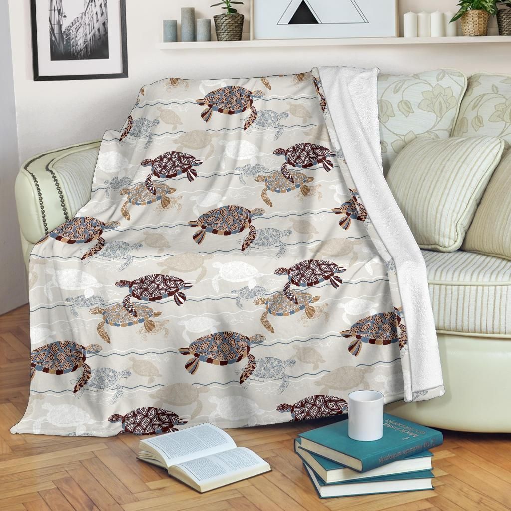 Vintage Animal Sea Turtle Pattern Print Design Fleece Blanket