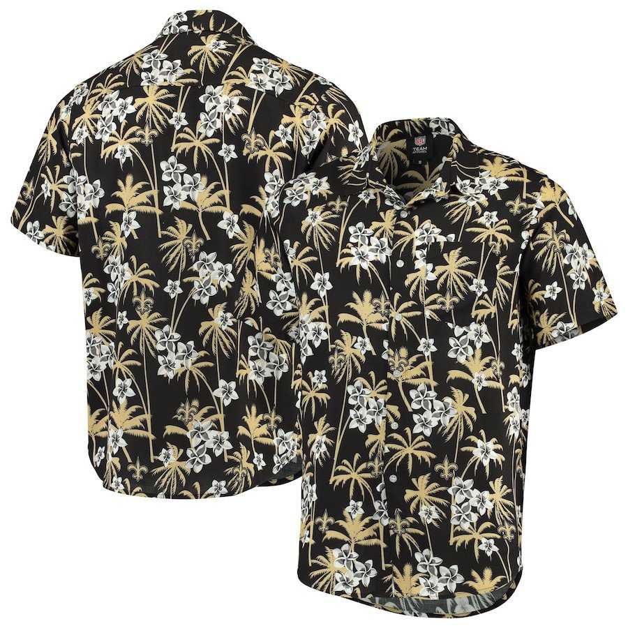 New Orleans Saints Black Floral Woven Hawaii Shirt Ha93230