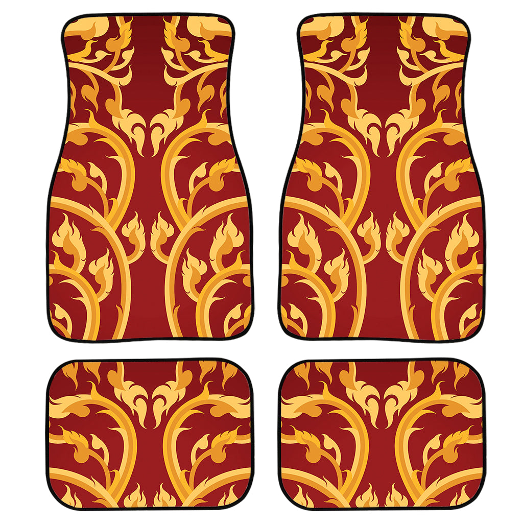 Thai Winding Vines Pattern Print Front And Back Car Floor Mats, Front Car Mat