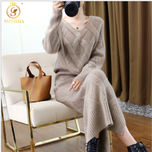 SMTHMA 2 Pieces Set Women Hooded Sweater Tracksuit Sweater + Carrot Jogging Pants Pullover Sweater Suit Knitted Outwear alx