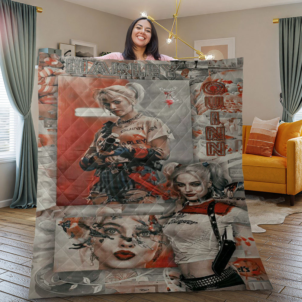 Fashion24Hs - Soft Fleece Blanket - Harley Quinn Christmas Gift Lover Quilt Blanket - Harley Quinn Quilt Blanket