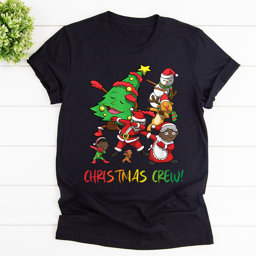 African American Dabbing Christmas Crew Santa Claus Reindeer Graphic Unisex T Shirt, Sweatshirt, Hoodie Size S – 5XL