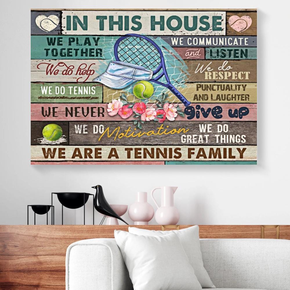 Canvas Prints In This House We Play Together Tennis Horizontal Canvas Wall Art Artistic Wall Art Home Decoration