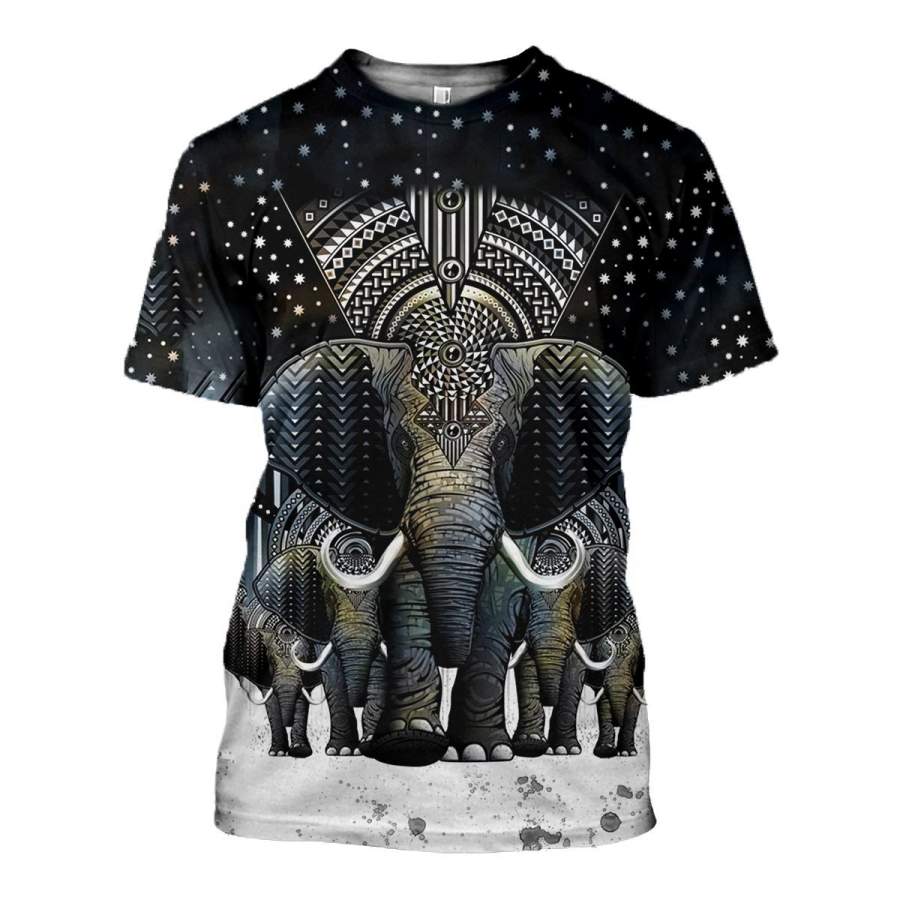 3D All Over Printed Beautiful Elephant Art Shirt And Shorts