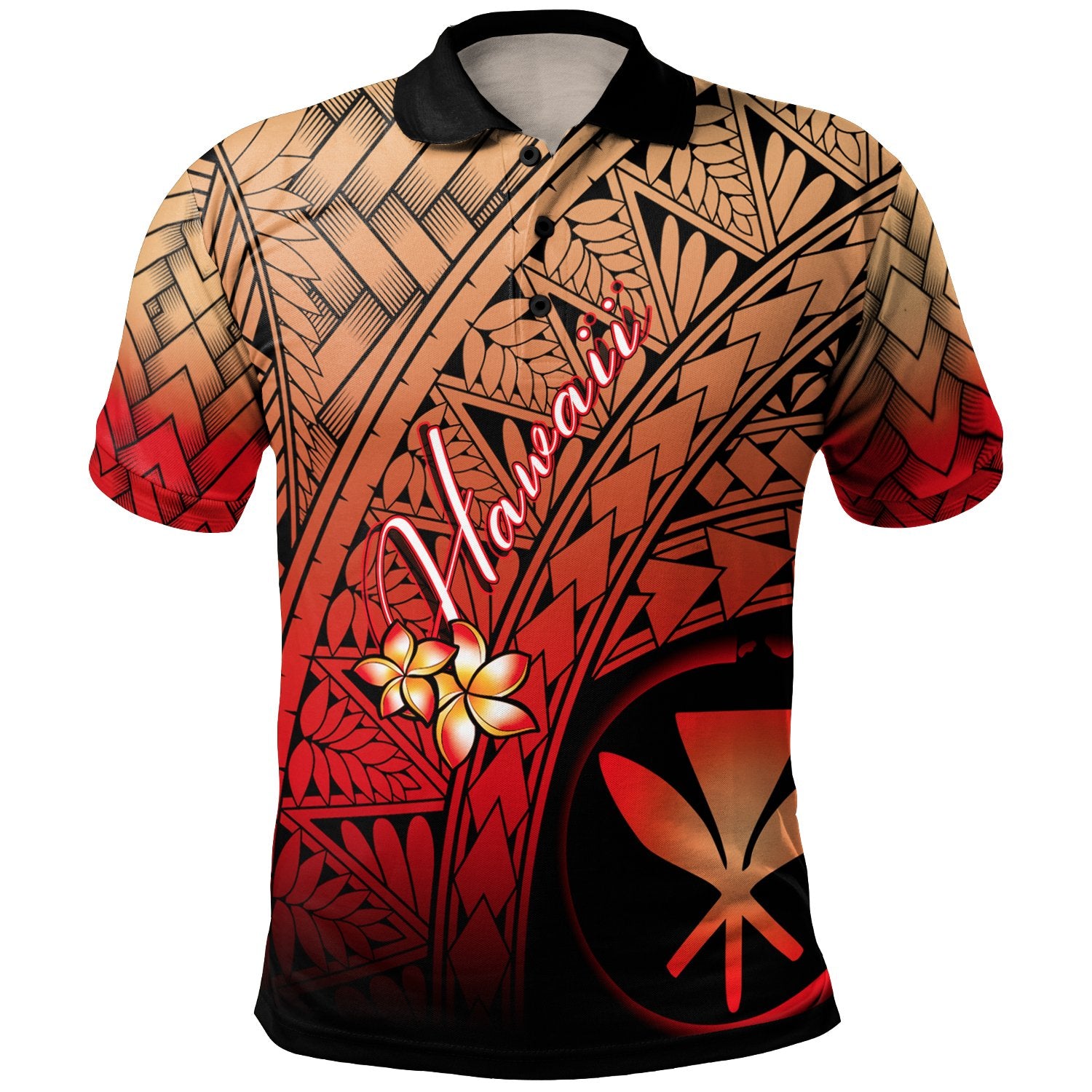 Hawaii Polynesian Polo Shirt - Plumeria Tattoo Tribal - TattoosCafe