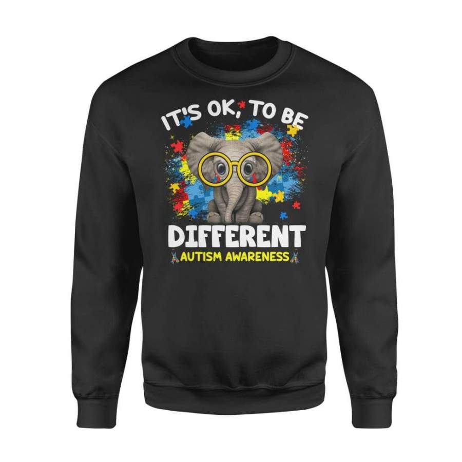 It’s Ok To Be Different Elephant Autism Awareness Custom Graphic Print – Standard Fleece Sweatshirt