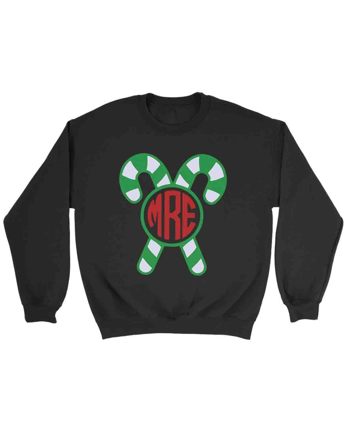 Candy Cane Christmas Holiday Monogram Sweatshirt