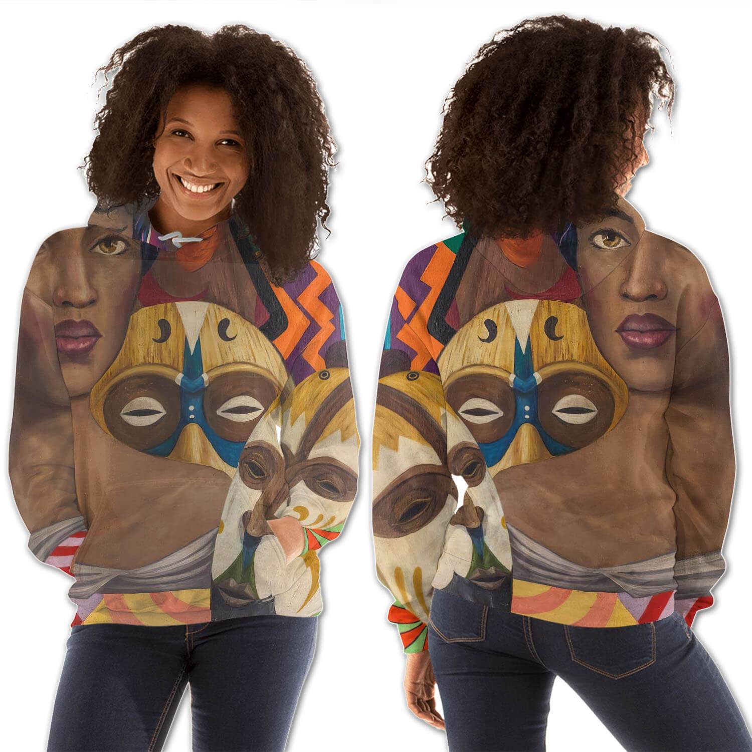 African American Hoodies Beautiful Black American Girl All Over Print Womens Hooded Sweatshirt African American Apparel BPS59784