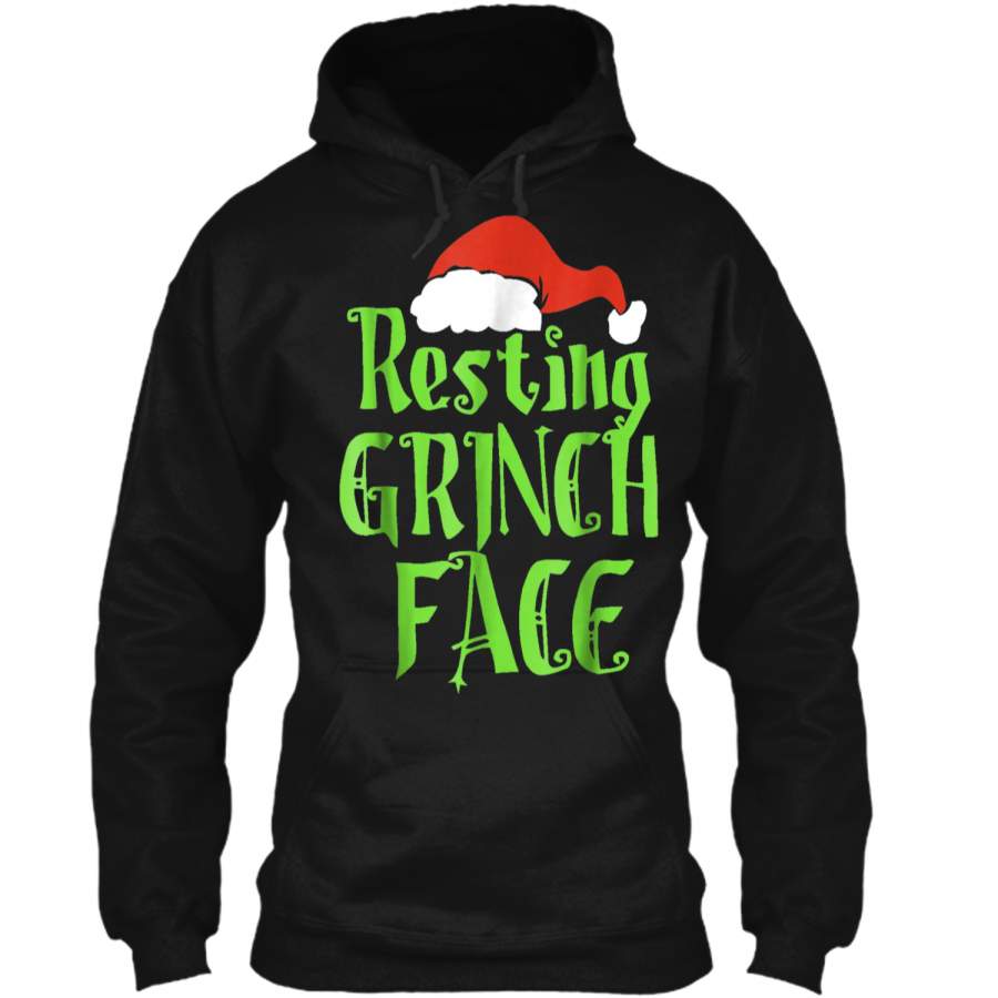 Resting Grinches Face With Santa Hat Christmas Gift Pullover Hoodie Christmas Gift Ideas