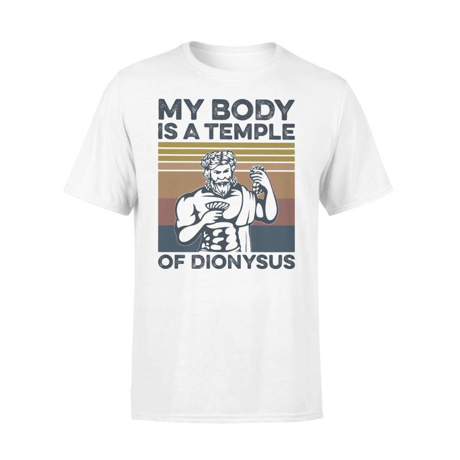 Bodybuilding My Body Is A Temple Of Dionysus Vintage Retro T-shirt