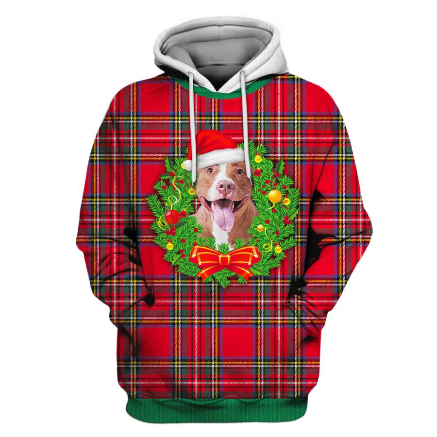 Pitbull On Christmas Custom T-shirt – Hoodies Apparel