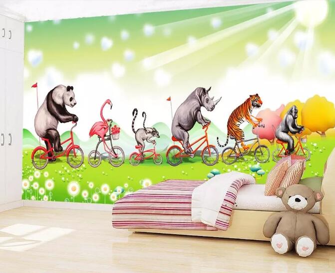 3D Animal Bike Dandelion Wall Mural Wallpaper 1841