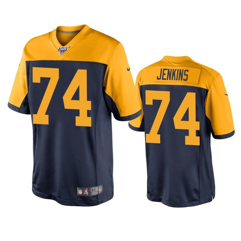 Green Bay Packers Elgton Jenkins Navy Throwback Jersey 100Th Season