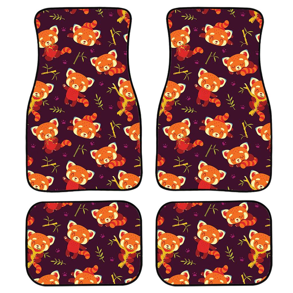 Cute Cartoon Red Panda Pattern Print Front And Back Car Floor Mats, Front Car Mat