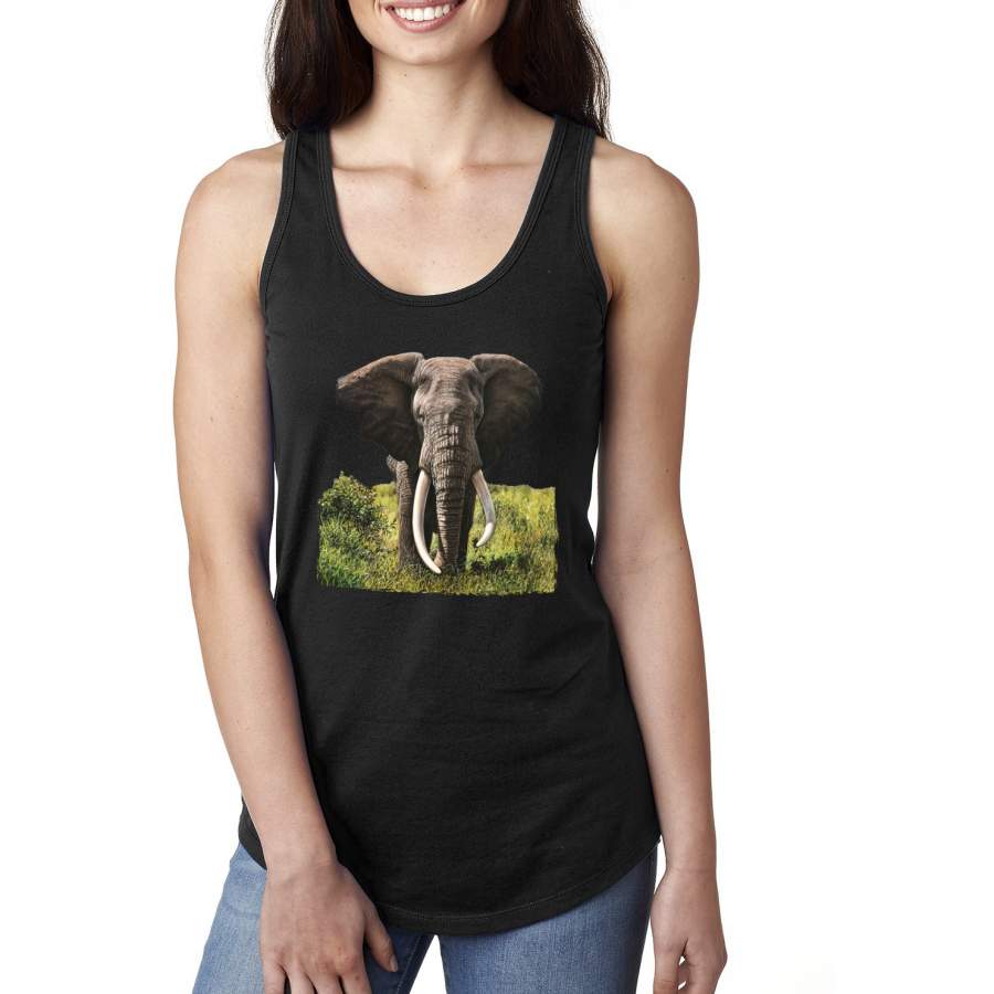 Wild African Forest Elephant Nature Animal Lover Ladies Racerback Tank Top