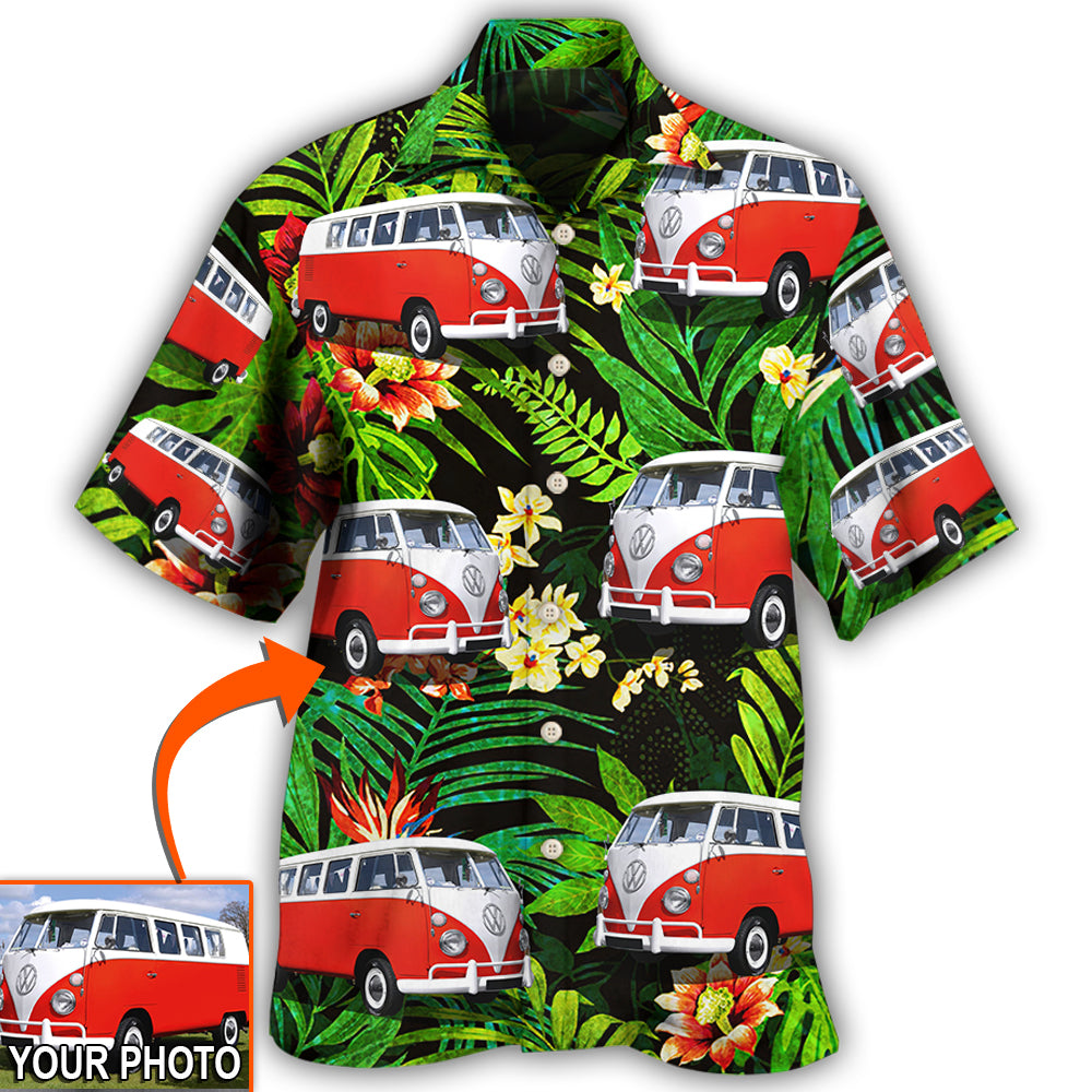 Hippie Van Volkswagen Camper Tropical Flower Custom Photo Hawaii Shirt Ha15815