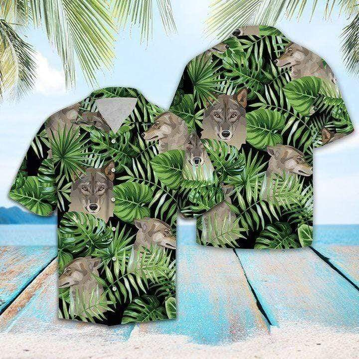 Wolf Summer Vibe Tropical Print Polyester Hawaii Shirt Ha50064