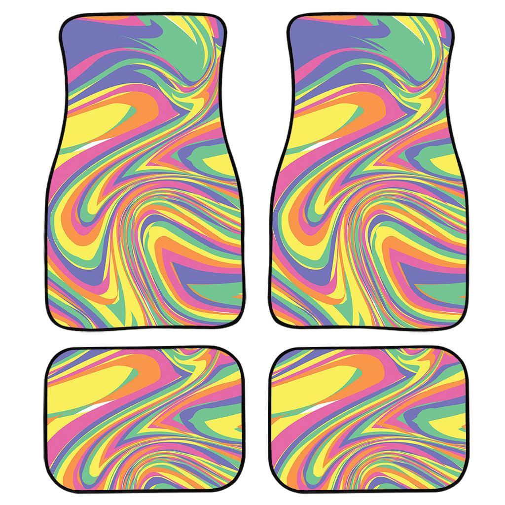 Pastel Rave Print Front And Back Car Floor Mats, Front Car Mat