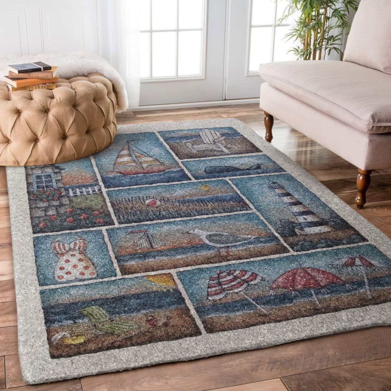 Beach Boat Whale Seagull Lighthouse DV2910015R Rug