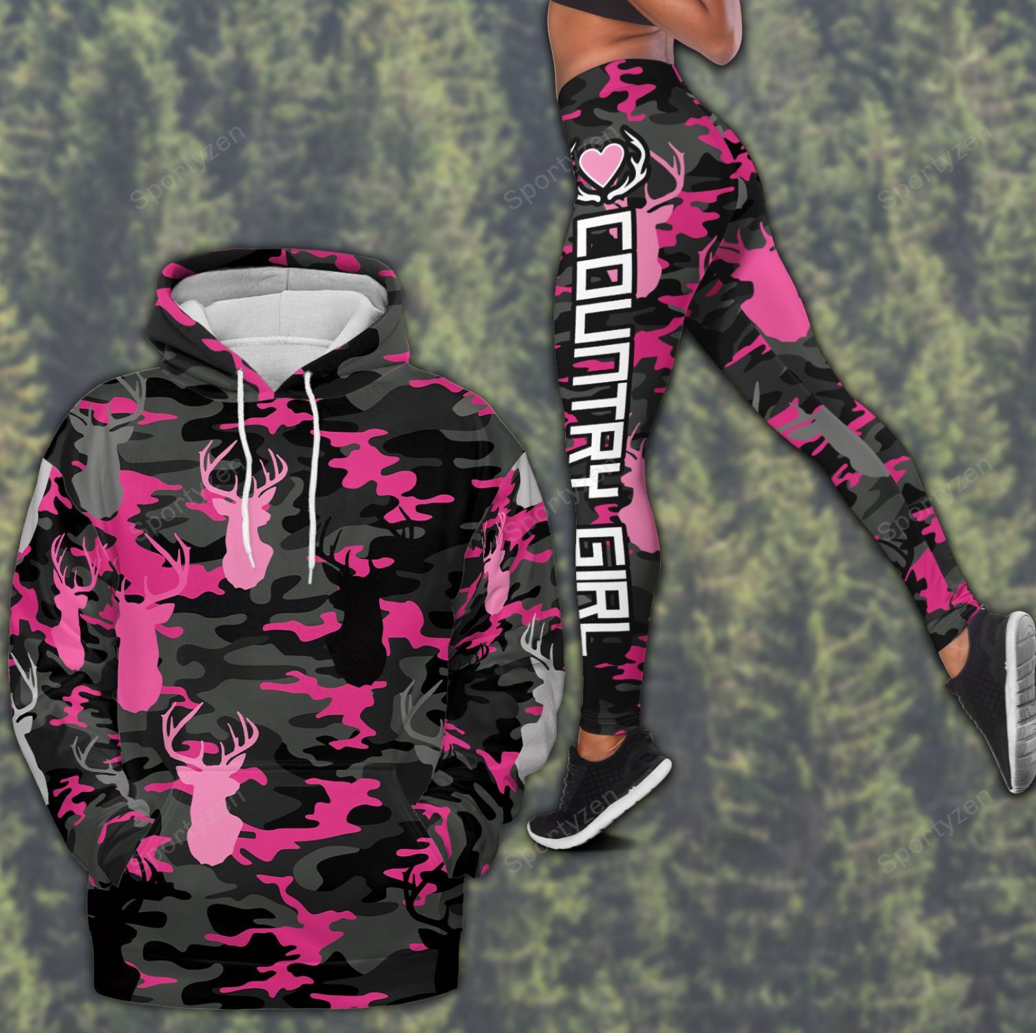 Black And Pink Country Girl Camo Leggings – Hoodie 3D #V