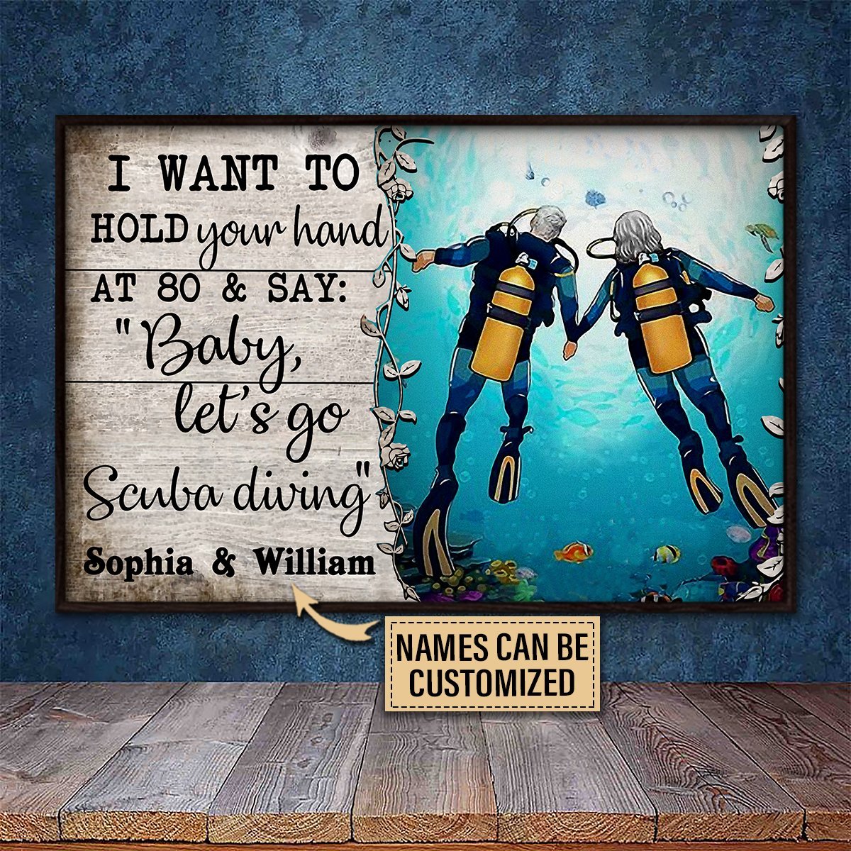 Aeticon Gifts Personalized Sea Scuba Diving I Want To Hold Canvas Mom Dad Gift Home Decor