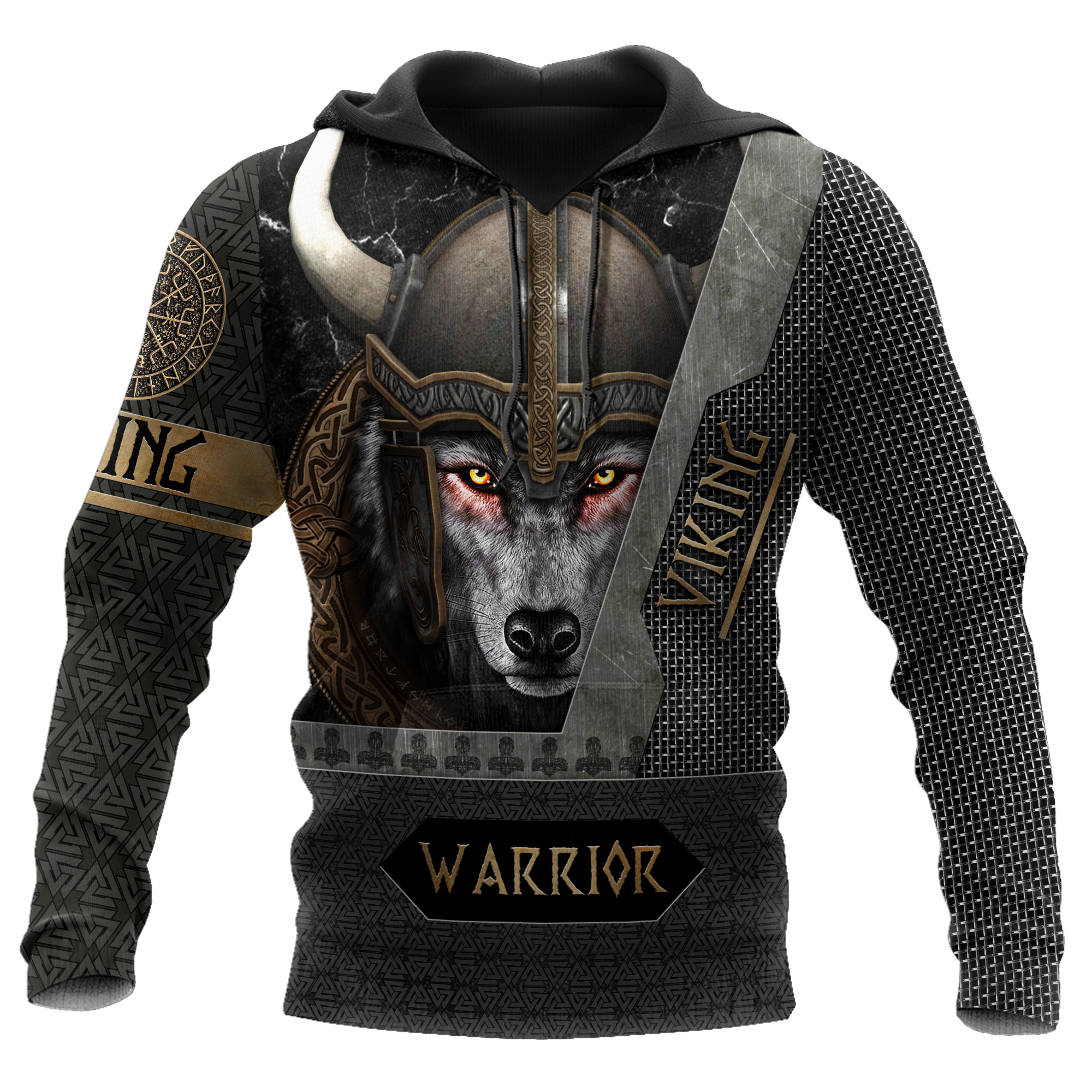 3D Viking Wolf Warrior Over Printed Hoodie For Men And Women