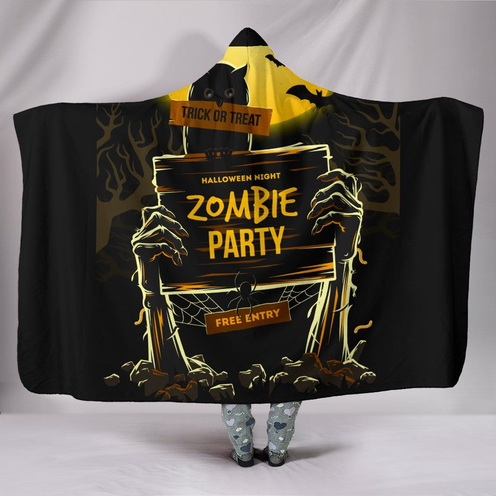 Zombie Party Halloween Plush Hooded Blanket