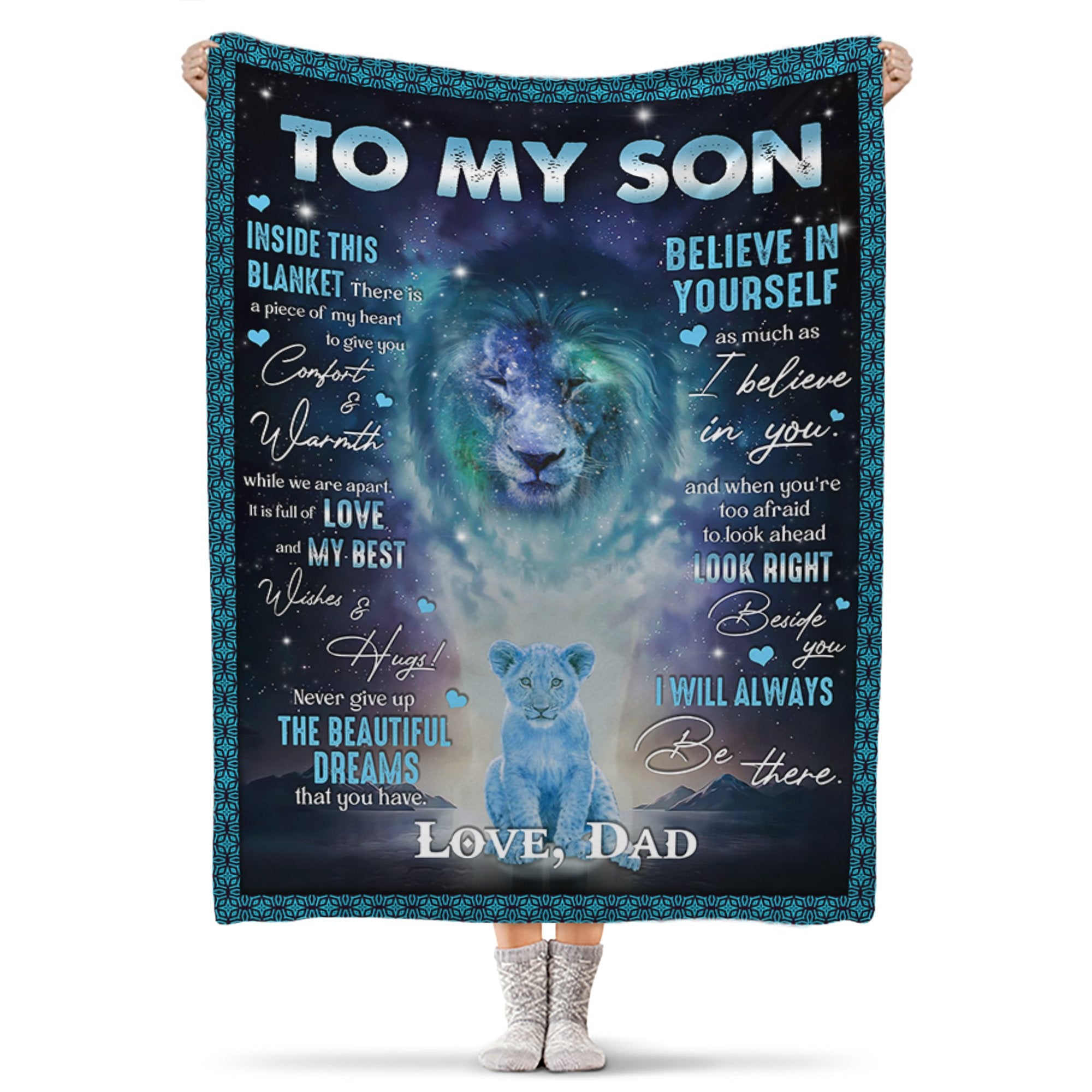 To My Son Inside This Blanket There Is A Piece Of My Heart – Lion Blanket Gift For Son From Dad Birthday Gift Home Decor Bedding Couch Sofa Soft And Comfy Cozy