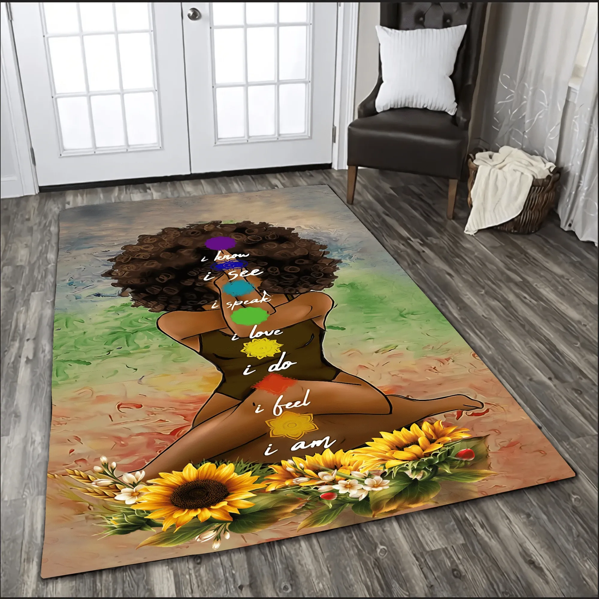 Black Girl With Yoga Pose Africa Girl Rug