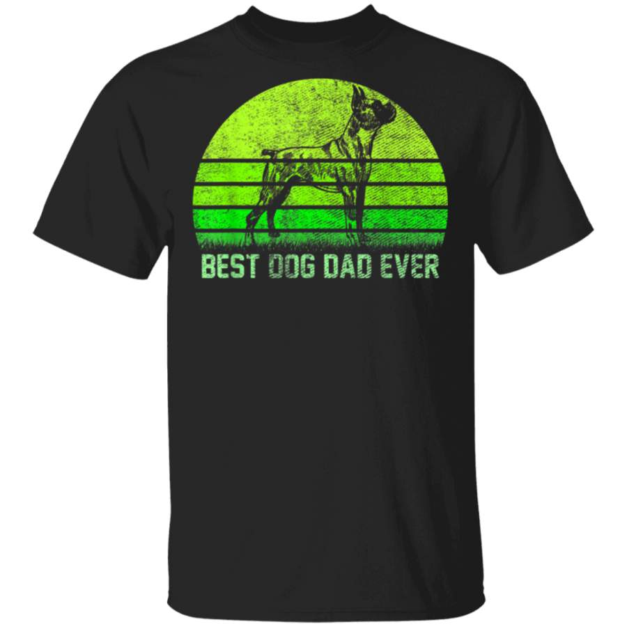 Vintage Retro Best Boxer Dog Dad Ever Silhouette Sunset Gift Tshirt