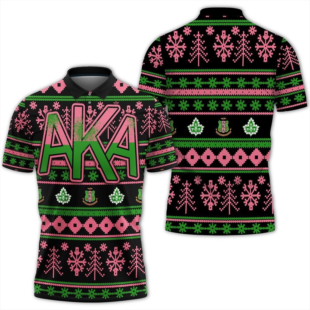 Alpha Kappa Alpha Christmas Splatters Polo Shirt